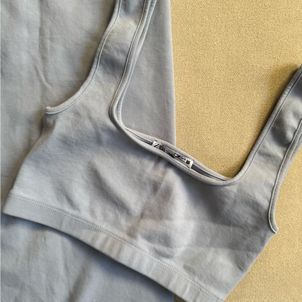 Zara crop top skirt set light blue